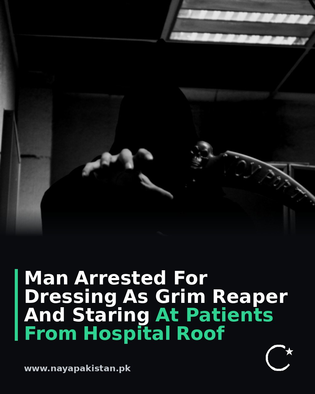 Man Arrested For Dressing As Grim Reaper And Staring At Patients From Hospital Roof