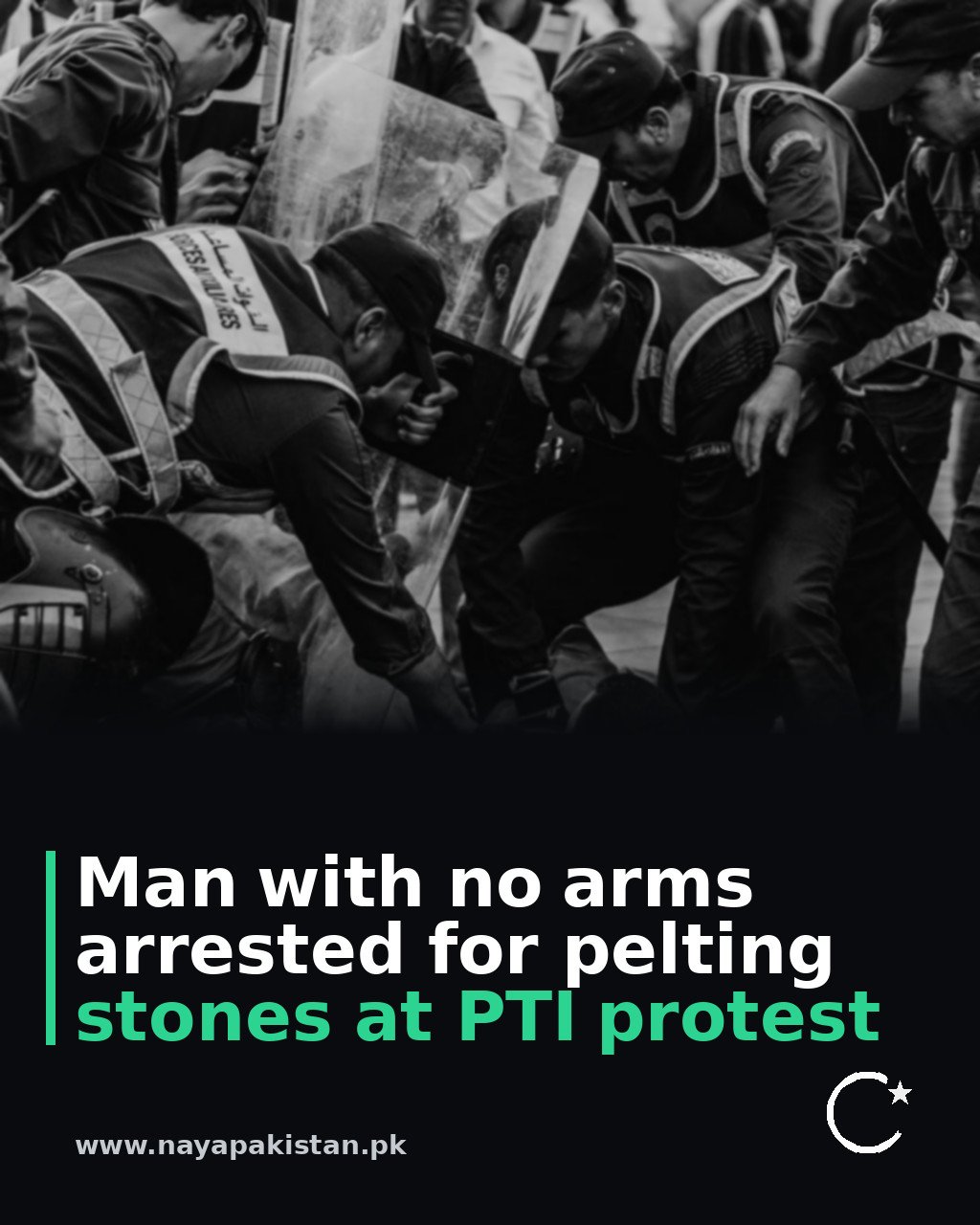 Man with no arms arrested for pelting stones at PTI protest
