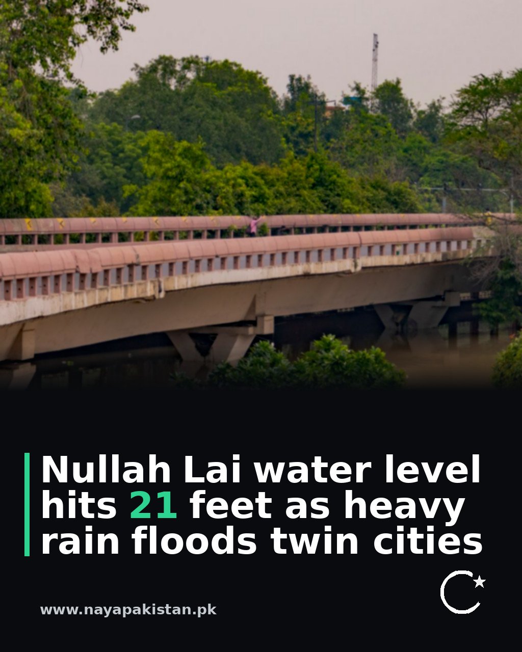 Nullah Lai water level hits 21 feet as heavy rain floods twin cities