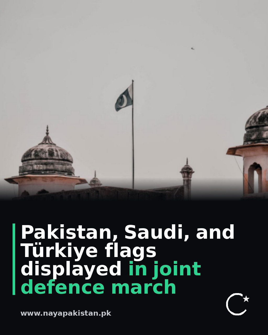 Pakistan, Saudi, and Türkiye flags displayed in joint defence march
