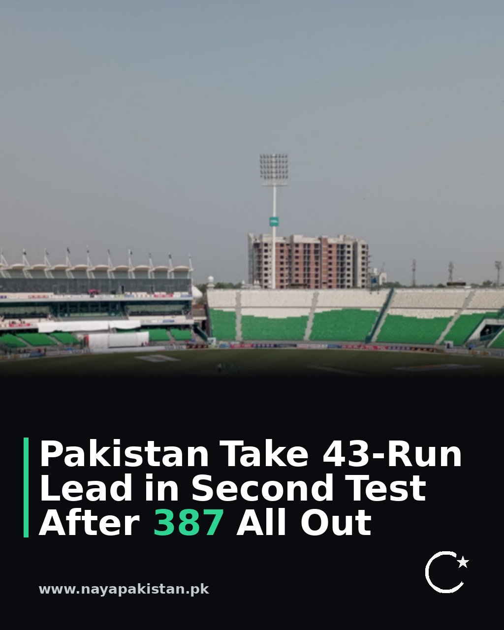 Pakistan Take 43-Run Lead in Second Test After 387 All Out