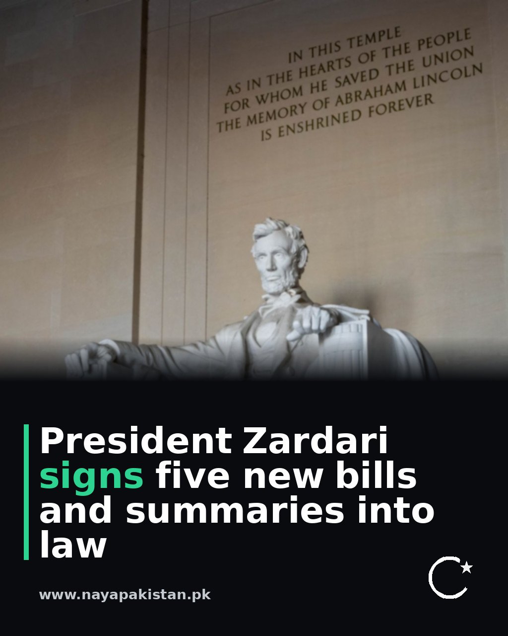 President Zardari signs five new bills and summaries into law